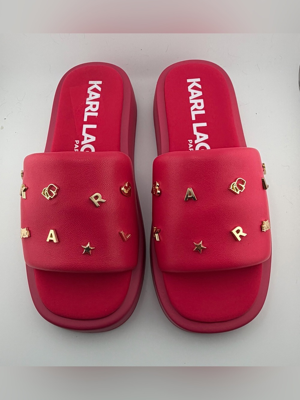 Karl Lagerfeld Paris Opal Studs Platform Slide Sandals Women’s US 9.5